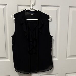 Tommy Hilfiger Black Ruffle Tie-Neck Sleeveless Blouse